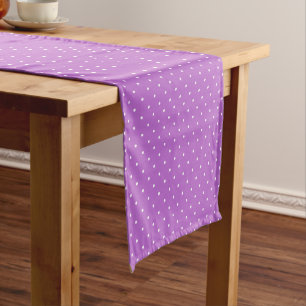 Micro Polka Dot White - Orchid Purple Short Table Runner
