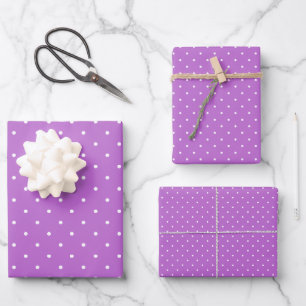 Micro Polka Dot White - Orchid Purple Wrapping Paper Sheet