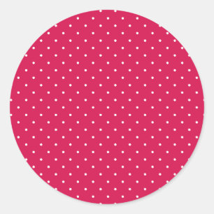 Micro Polka Dot White - Raspberry Red Classic Round Sticker