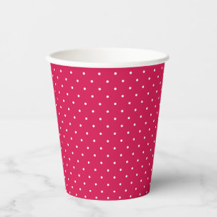 Micro Polka Dot White - Raspberry Red Paper Cups