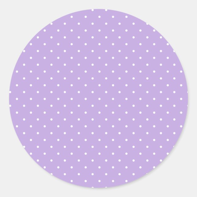 Micro Polka Dot White - Soft Lavender Classic Round Sticker (Front)