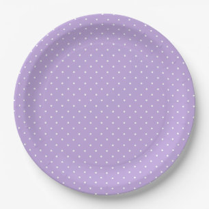 Micro Polka Dot White - Soft Lavender Paper Plate