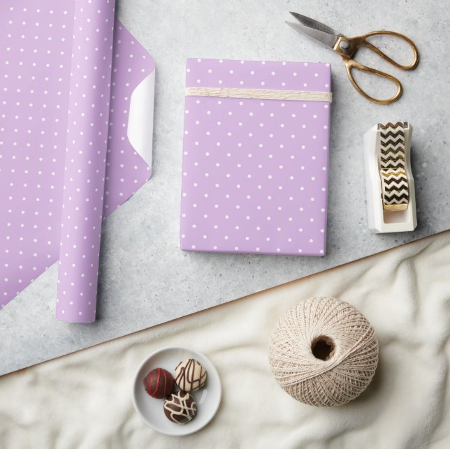 Micro Polka Dot White - Soft Lilac Wrapping Paper (Crafts)