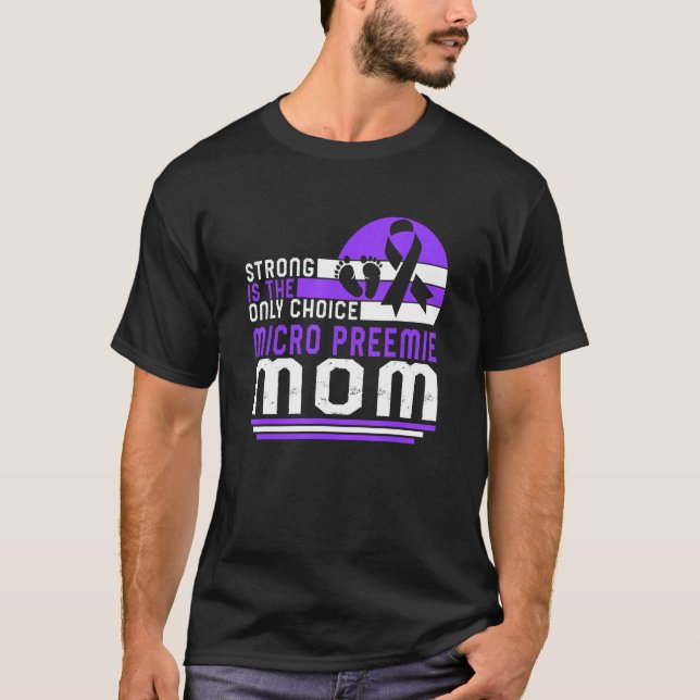 Micro Preemie Mum Prematurity Purple Ribbon Nicu B T-Shirt (Front)