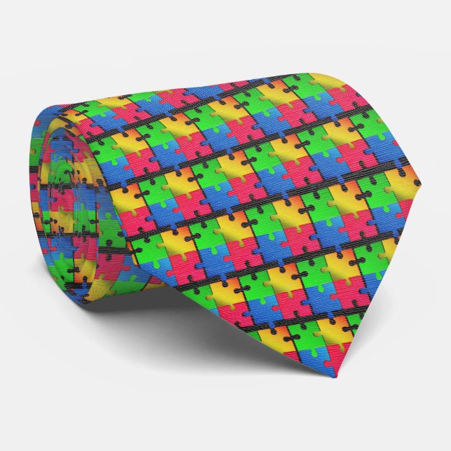 Micro Puzzle – Digital Mosaic Tie (Rolled)