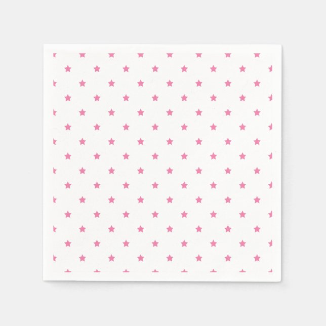 Micro Stars Fuchsia Pink - White Napkin (Front)