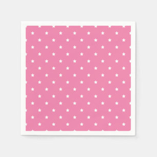 Micro Stars White - Fuchsia Pink Napkin