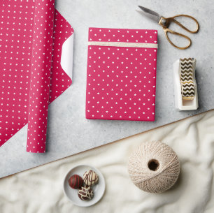 Micro Stars White - Raspberry Wrapping Paper