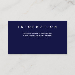 Micro Wedding Dark Blue Typography Information Enclosure Card