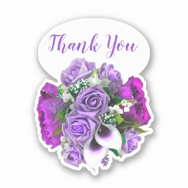 Micro Wedding Floral Bouquet Thank You Stickers (Front)