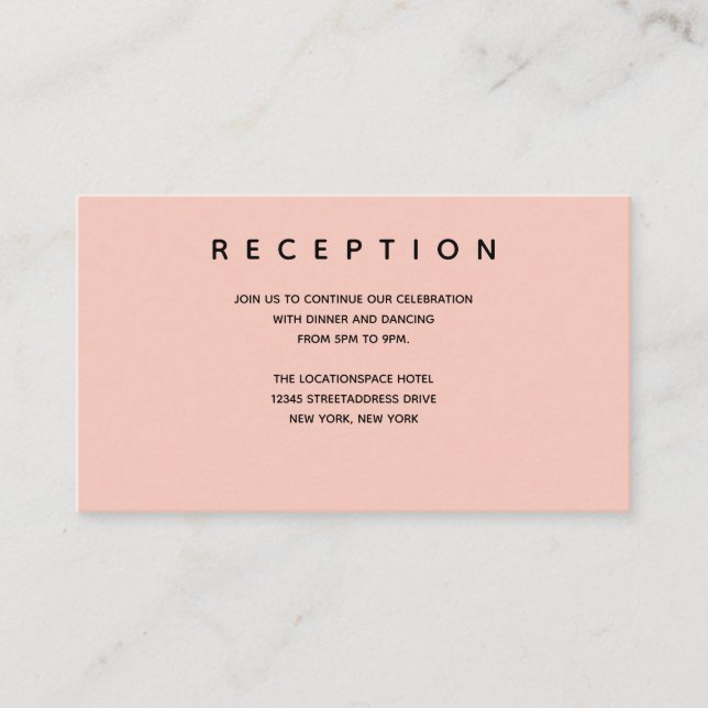 Micro Wedding Pink Black Small Reception Info Enclosure Card (Front)