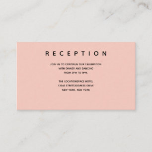 Micro Wedding Pink Black Small Reception Info Enclosure Card