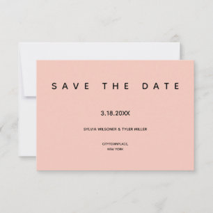 Micro Wedding Pink Black Typography Small Minimal Save The Date