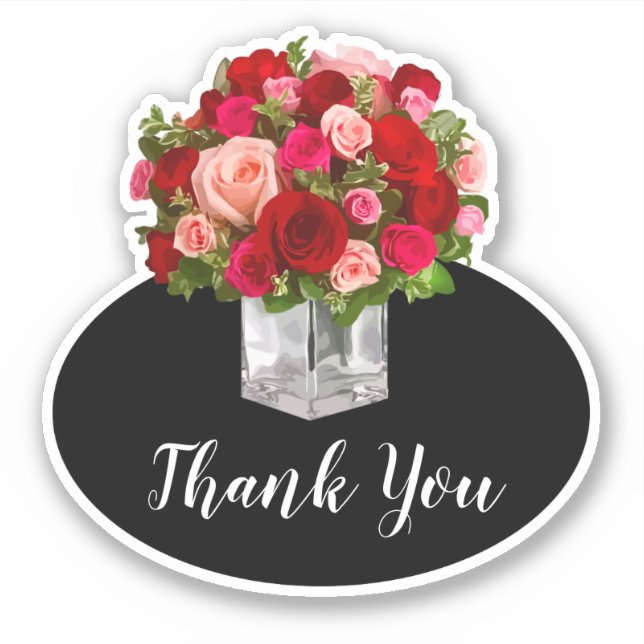 Micro Wedding Roses Thank You Sticker Labels (Front)
