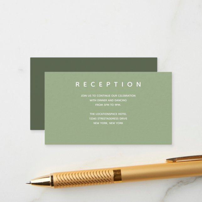 Micro Wedding Sage Small Reception Info Enclosure Card (Front/Back In Situ)
