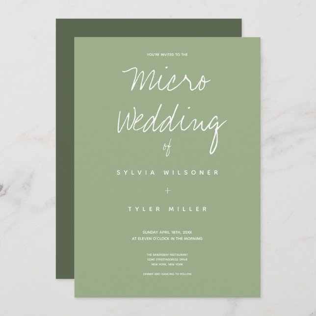 Micro Wedding Sage Typography Minimal (Front/Back)