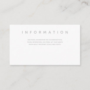 Micro Wedding White Grey Typography Information Enclosure Card