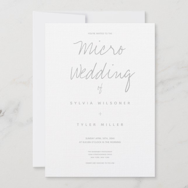 Micro Wedding White Grey Typography Minimal (Front)