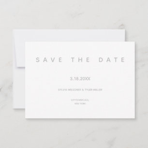 Micro Wedding White Grey Typography Small Minimal Save The Date