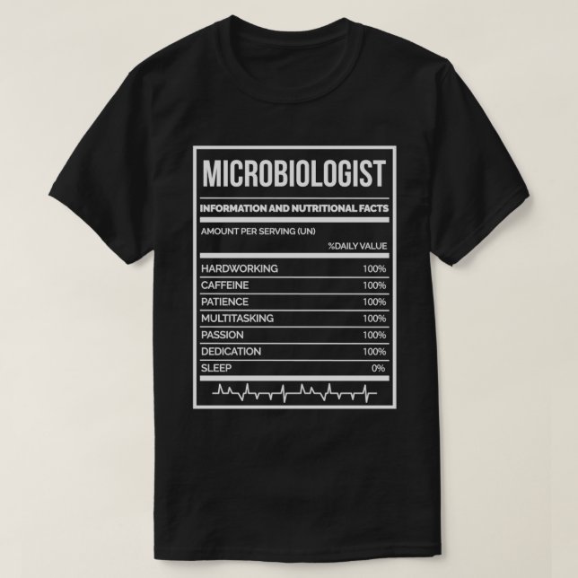 Microbiologist Funny Microbiology Nutrition Label  T-Shirt (Design Front)