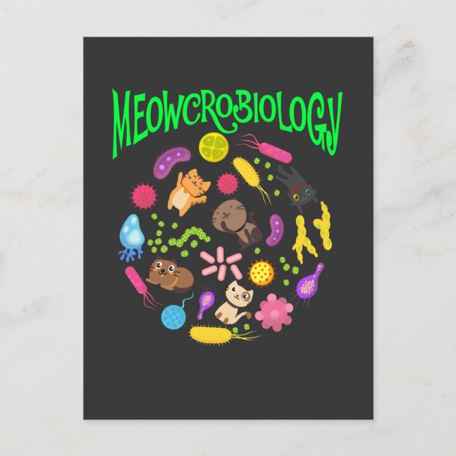 Microbiology Cat Lover Scientist Cute Kitten Postcard (Front)