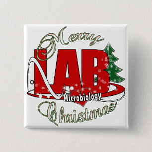 MICROBIOLOGY CHRISTMAS MEDICAL LABORATORY TECH 15 CM SQUARE BADGE