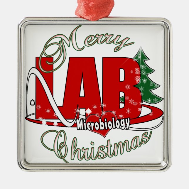 MICROBIOLOGY CHRISTMAS MEDICAL LABORATORY TECH METAL TREE DECORATION (Front)