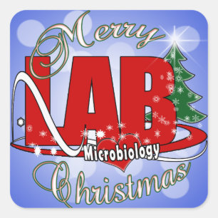 MICROBIOLOGY CHRISTMAS MEDICAL LABORATORY TECH SQUARE STICKER