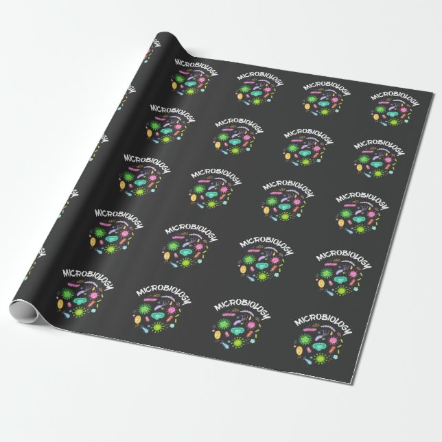 Microbiology Scientist Bacteria Microscope Wrapping Paper (Unrolled)
