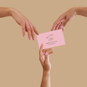 Microblade  Lashes Brows Makeup Logo Rose Pink Business Card