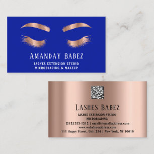 Microblade Makeup Eyelash Extension QR Code Blue Business Card