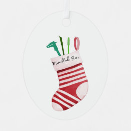 Microblader gift-stocking with impliments metal tree decoration