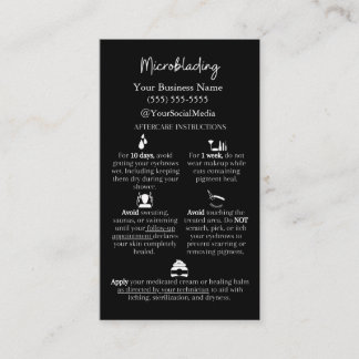 Microblading Aftercare and FAQs Instruction Card