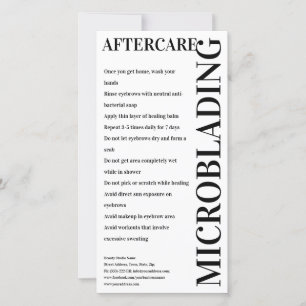 Microblading Aftercare Black & White Instruction Thank You Card