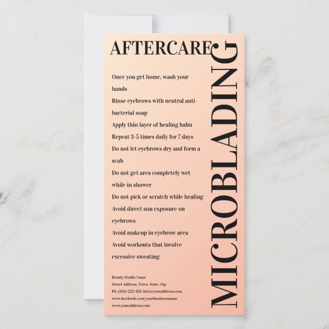 Microblading Aftercare Creamy Glam Thank You Card (Front)