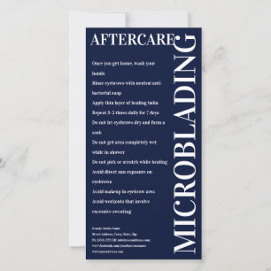 Microblading Aftercare Dark Blue Instruction Thank You Card