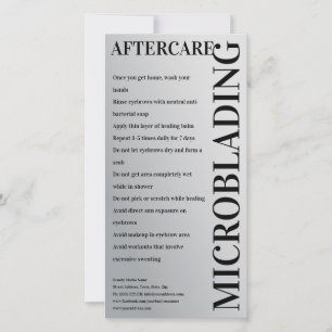 Microblading Aftercare Metal Grey Minimal Gradient Thank You Card