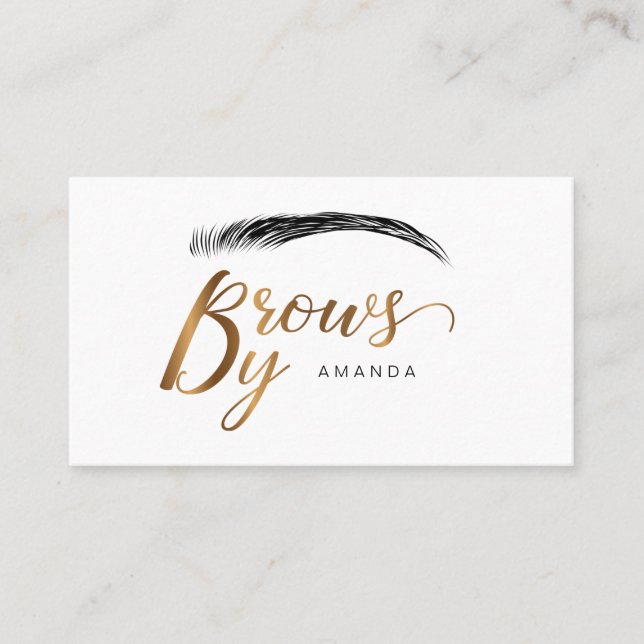 Microblading artist in gold colour business card (Front)