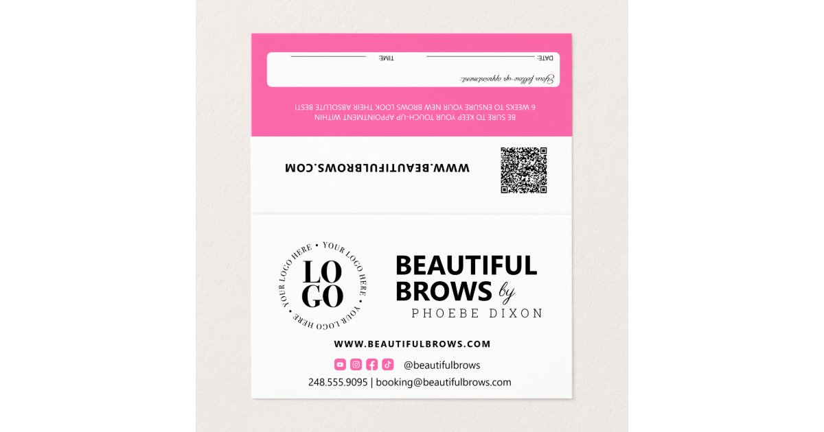 Microblading Brow Aftercare Appointment Reminder B Business Card | Zazzle