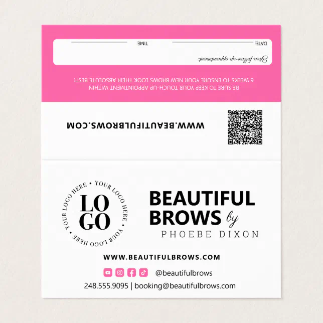 Microblading Brow Aftercare Appointment Reminder B Business Card | Zazzle