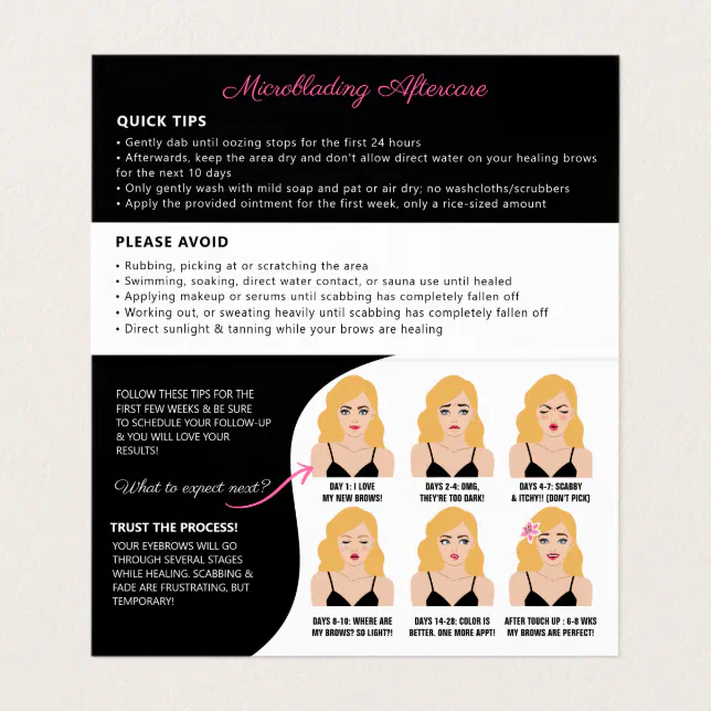 Microblading Brow Aftercare Appointment Reminder B Business Card | Zazzle
