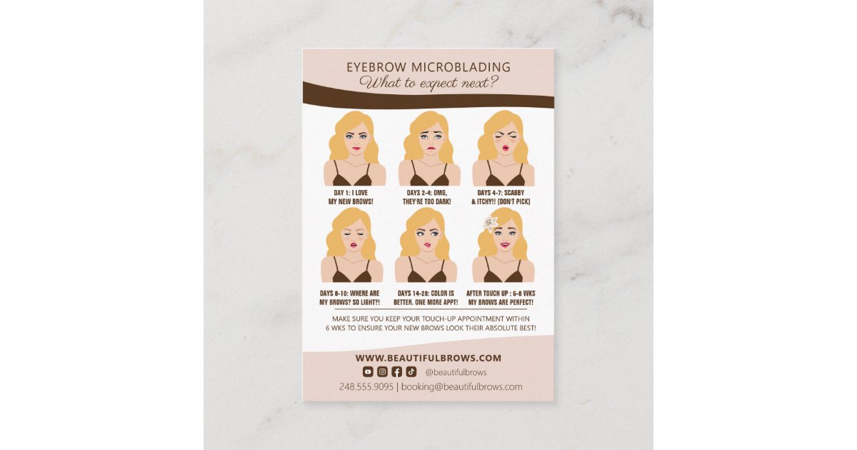 Microblading Brow Aftercare & Appointment Reminder Enclosure Card | Zazzle