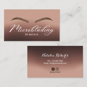 Microblading Brown Ombre Typography Beauty Salon Business Card