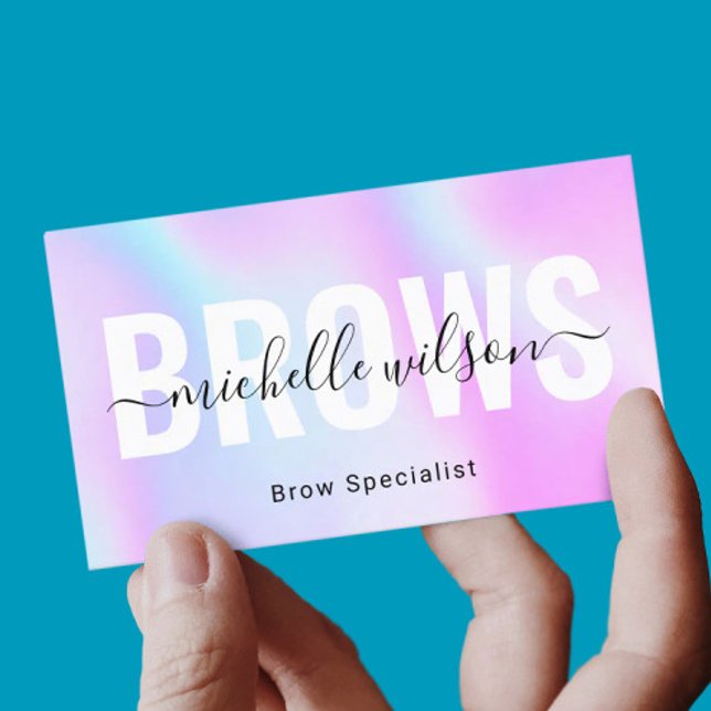 Microblading Brows Technician Purple Holographic Business Card (Creator Uploaded)