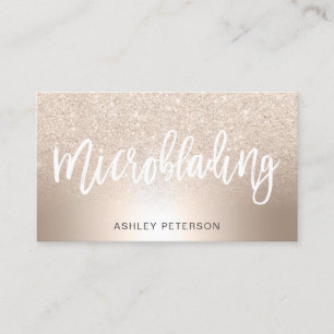 Microblading chic gold glitter ombre metallic foil business card