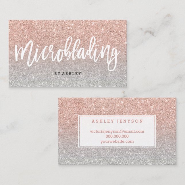 Microblading elegant typography silver rose gold business card (Front/Back)