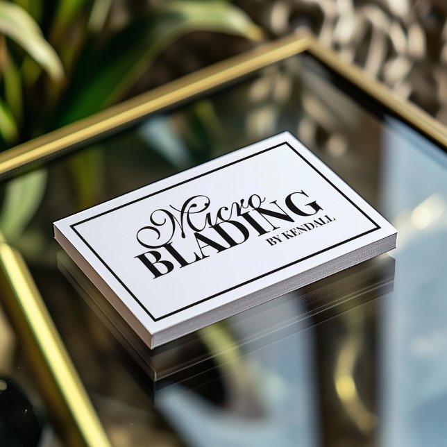 Microblading Eyebrow Permanent Makeup Black Border Business Card (Perfect for business)