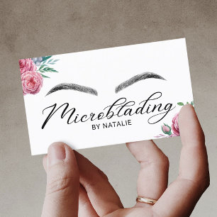 Microblading Eyebrows Beauty Salon Floral Business Card