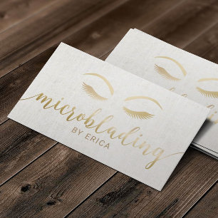 Microblading Eyebrows Makeup Artist Gold Script Business Card