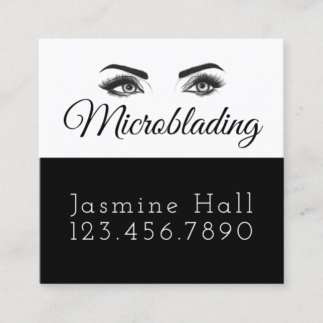 Microblading , Eyebrows, Tattoo, Permanent Makeup Square Business Card (Front)